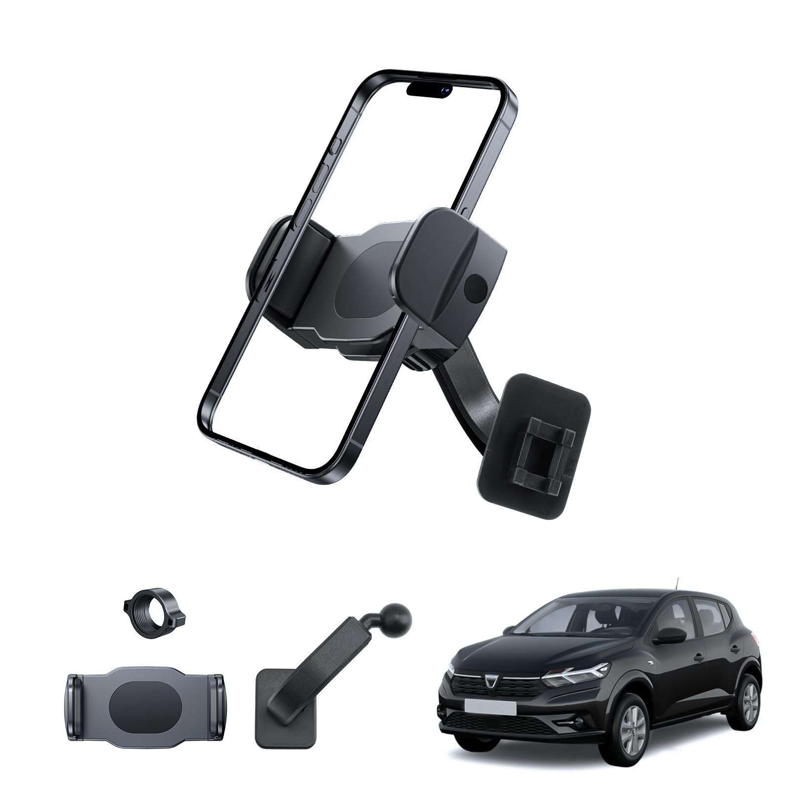 Supporto Cellulare Compatibile con Dacia Sandero 3/ Dacia Jogger/Dacia Logan 3 2021-2026, Supporto Telefono, Porta Cellulare Auto, Rotazione a 360°, per Tutti Smartphone 4"-7"