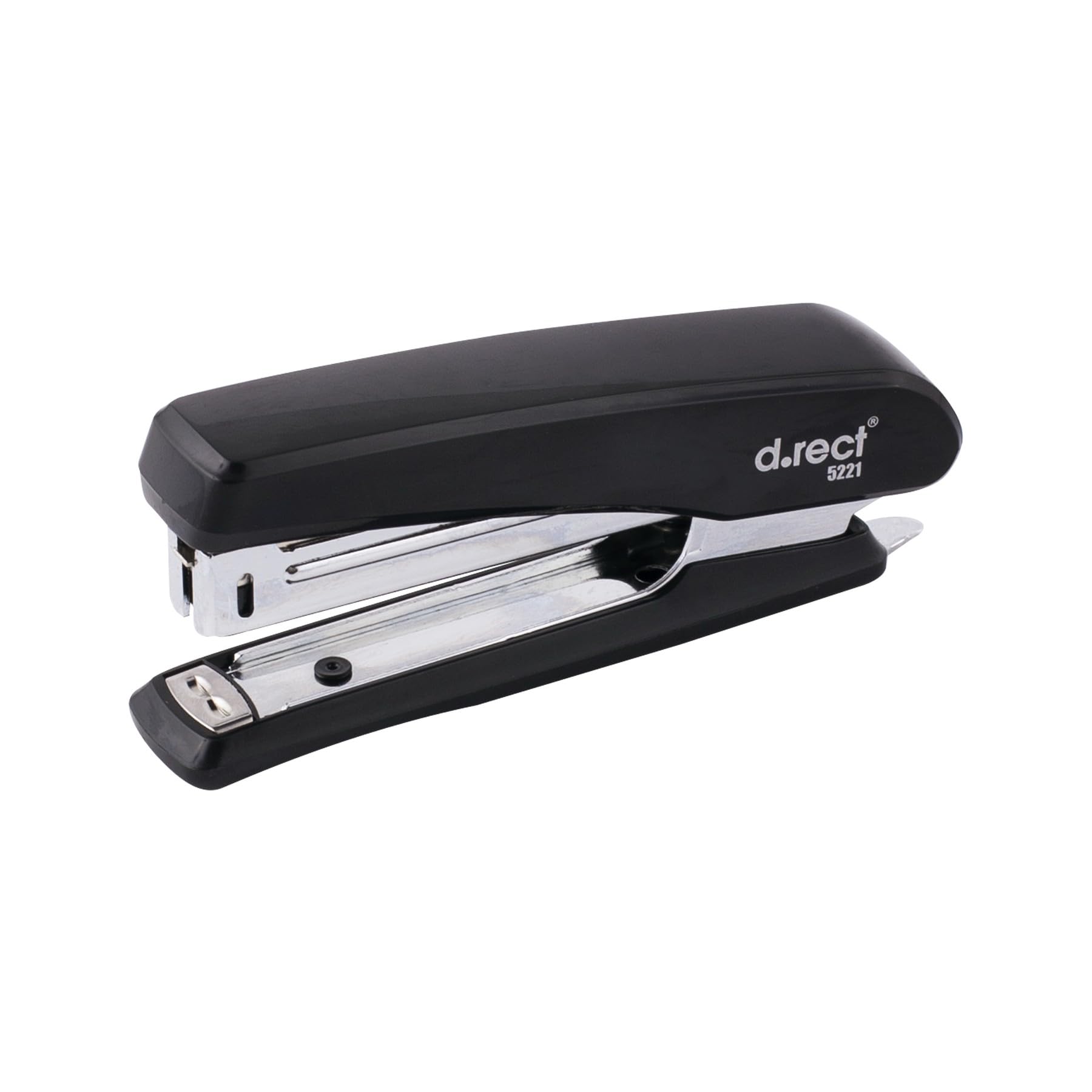 D.RECT Grapadora Compacta de Oficina 20 Hojas – Grapadora de Mesa Negra con Quitagrapas Integrado 5221 – Compatible con Grapas Nº10 – Para Casa, Escuela y Oficina