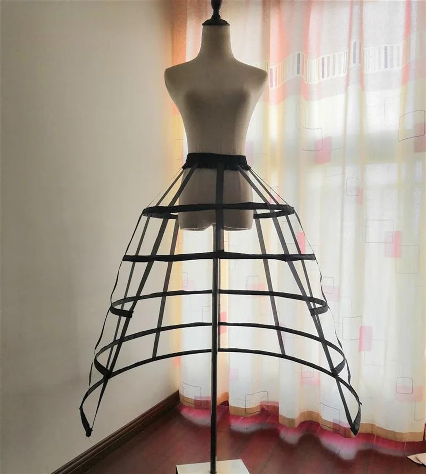 Jupon sous Robe Femme Jupon Cage Crinoline Femme Blanc Noir Jupons Jupe(Black)