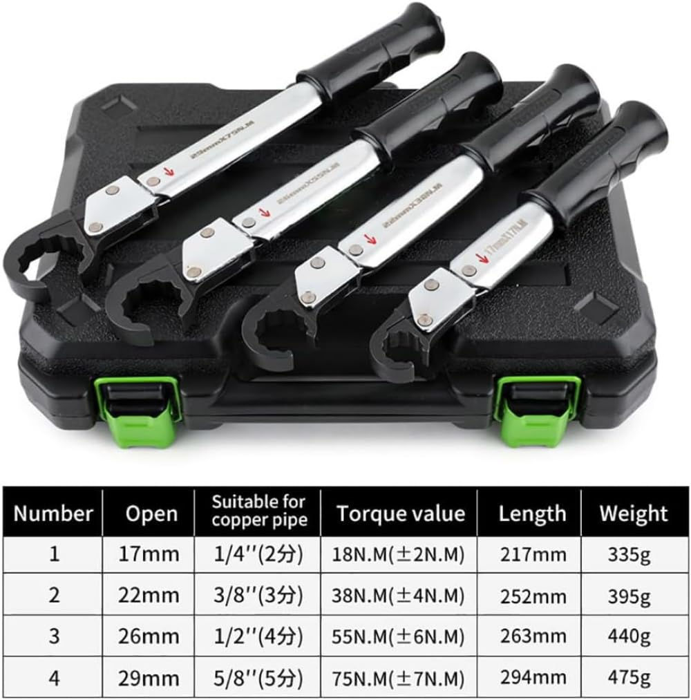 Kit De Llave Dinamométrica De Trinquete, Llave De Servicio HVAC Ajustable De 18-75 NM, Herramienta De Reparación De Aire Acondicionado, para Tubo De Cobre De 1/4", 3/8", 1/2", 5/8"