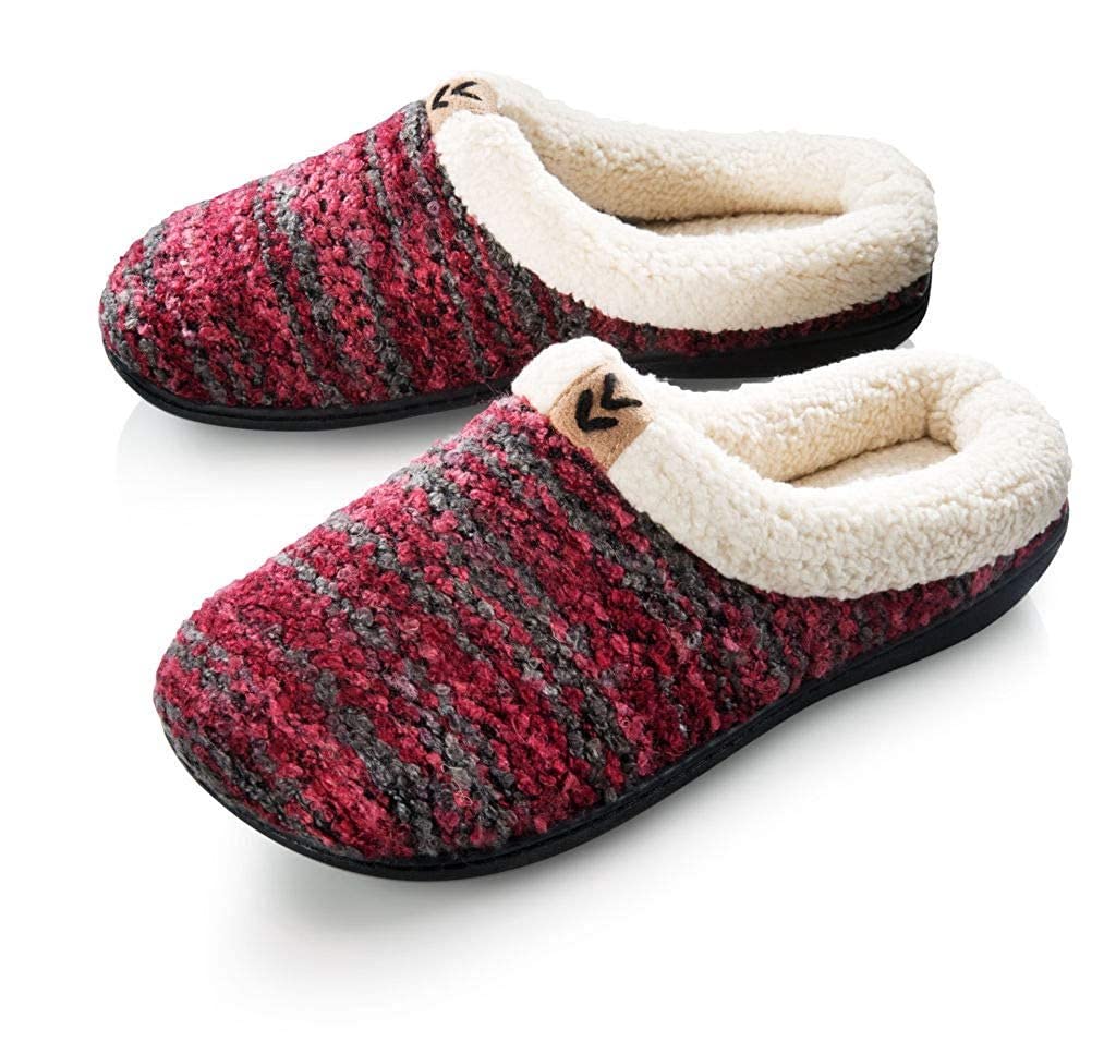 Joan Vass Women Lined Sweater memory Slippers (Large / 8.5-9 B(M) US, Wine)