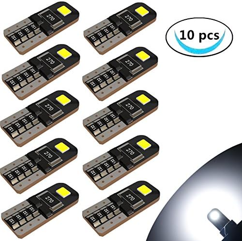 LABBYWAY 10 x T10 Wedge 194 168 W5W LED Bulbs, Super Bright 2-2835 Chipset, CAN-Bus Error Free, Interior Lights, License Plate Dome Map Door Courtesy Park Lights,Xenon White