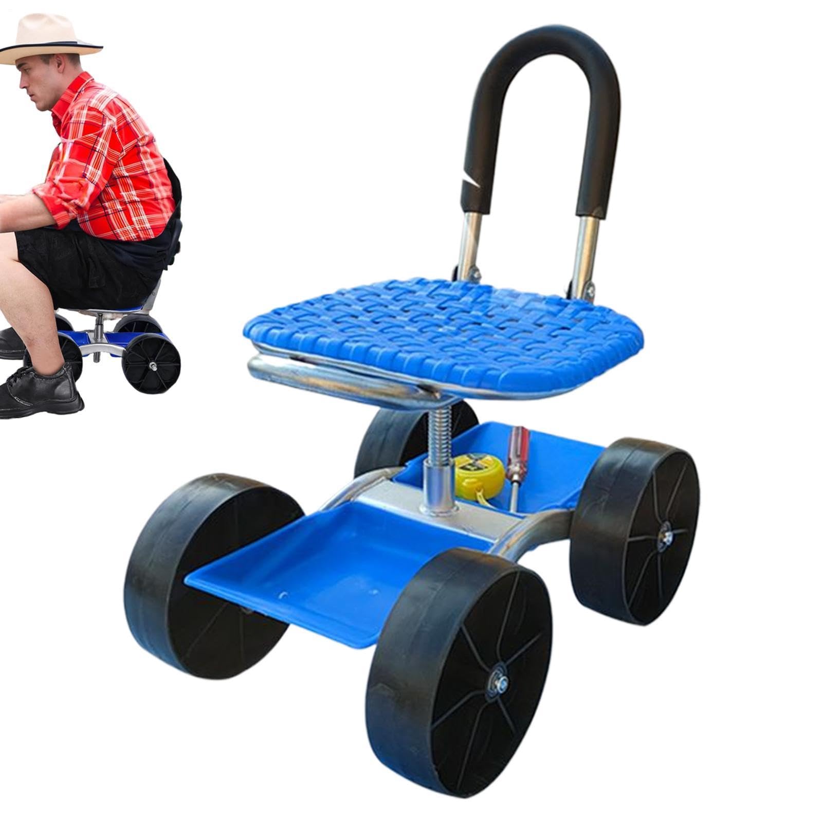 de jardín con asiento Silla giratoria 360 grados con ruedas | Taburete rodante para jardinería para exteriores jardín patio césped granja plantar desherbar personas mayores hombres