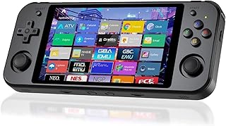 RG552 Handheld Game Console , RK3399 Chip Dual OS Linux , Android System Support HDMI / WiFi Online Games Built-in 64G SD Card 2500 Classic Games (Black)