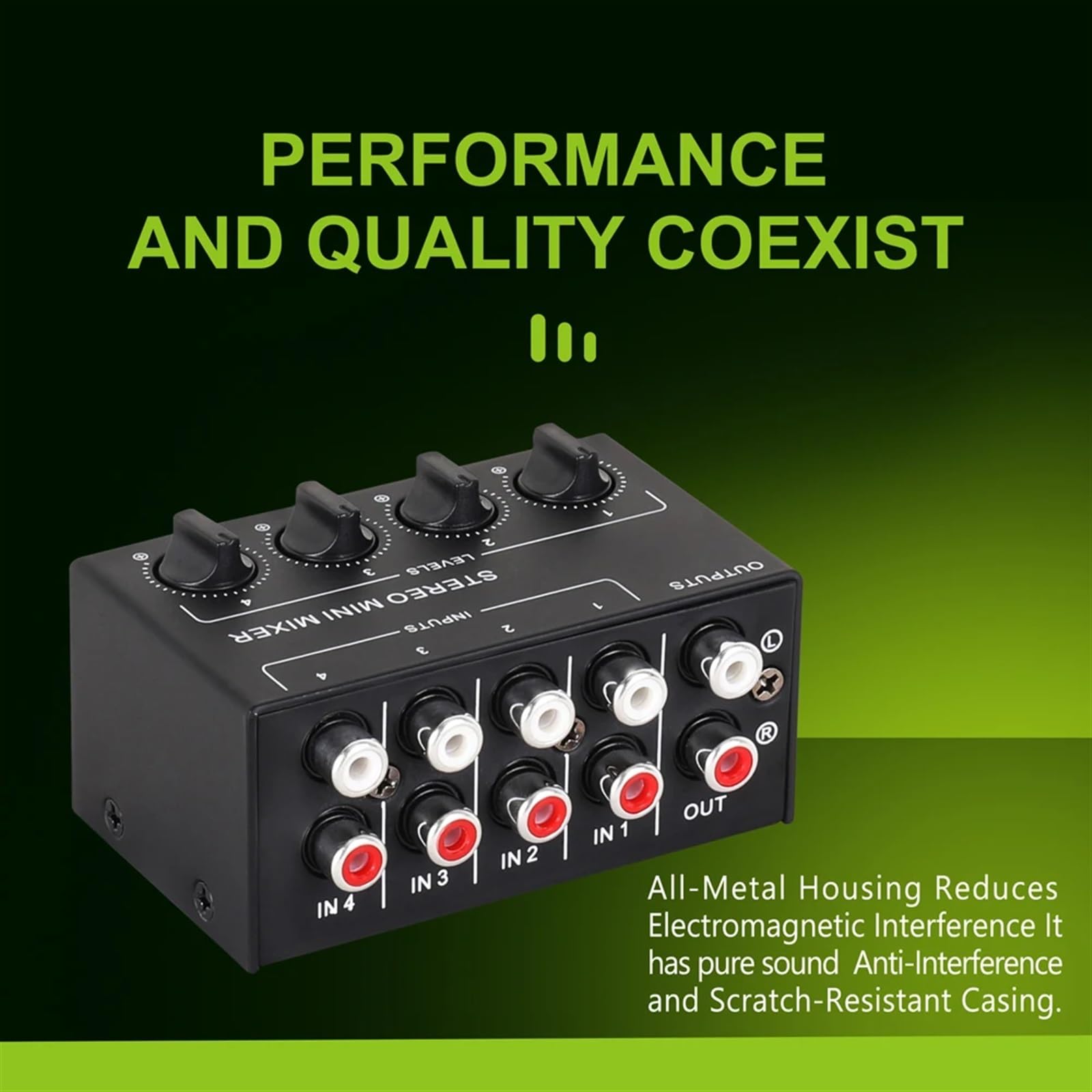 CX400 Mini Passive Stereo Mixer RCA 4-Channel Small Au-dio Dispenser for Live Studio DJ Equipment per DJ professionisti