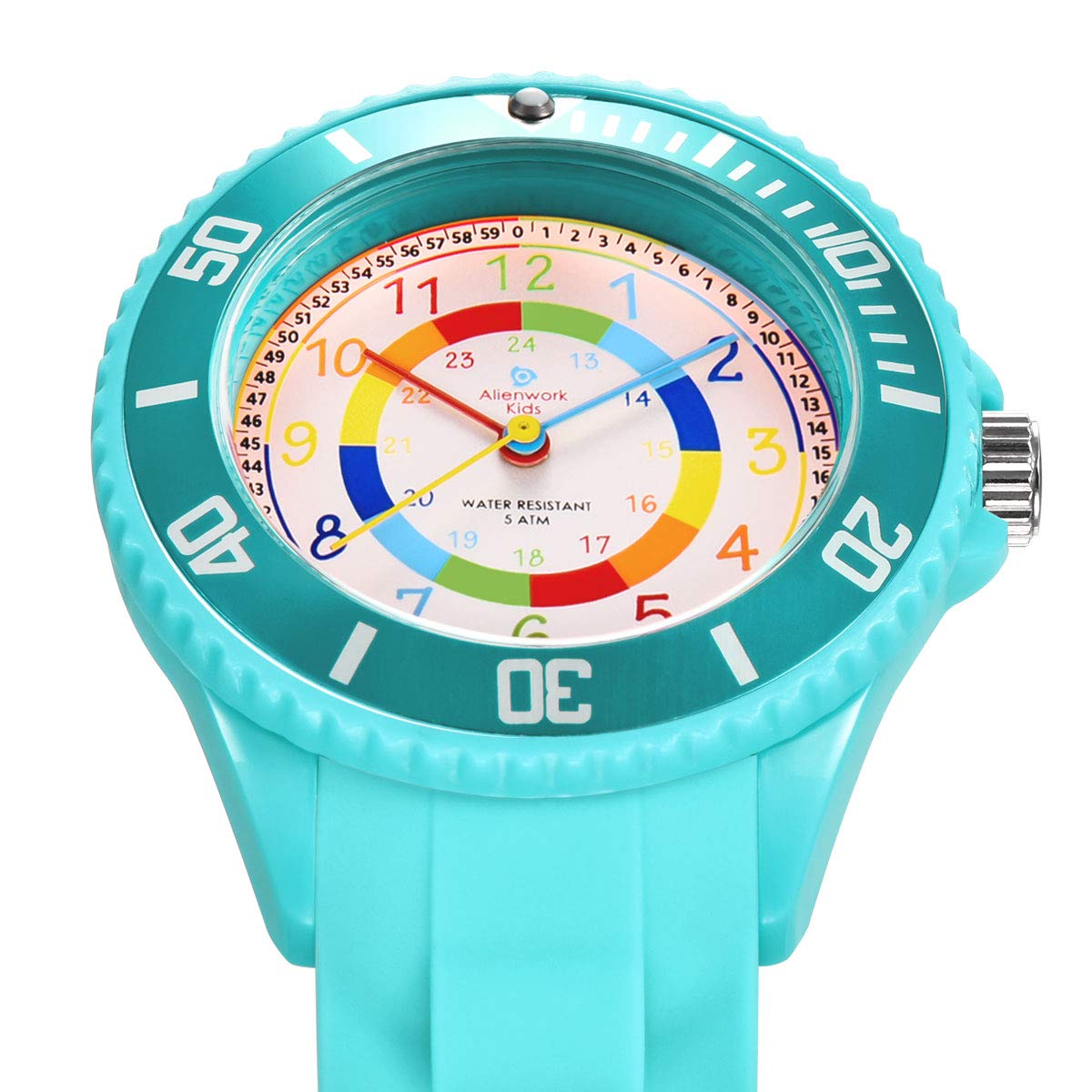 Alienwork Kids Orologio di Apprendimento Bambini Ragazzi Ragazze Tempo di Apprendimento Impermeabile 5 ATM