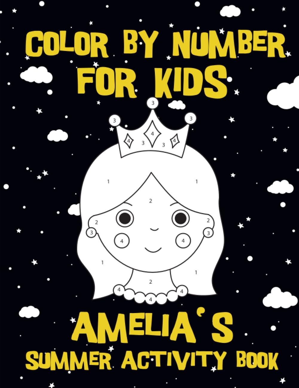 Amelia's Coloring Book | Color by Number for Kids: Summer Activity Book | Color Fruits and Vegetables, Cute Animals, Kawaii characters and Summer Activities for Kids ages 4-8