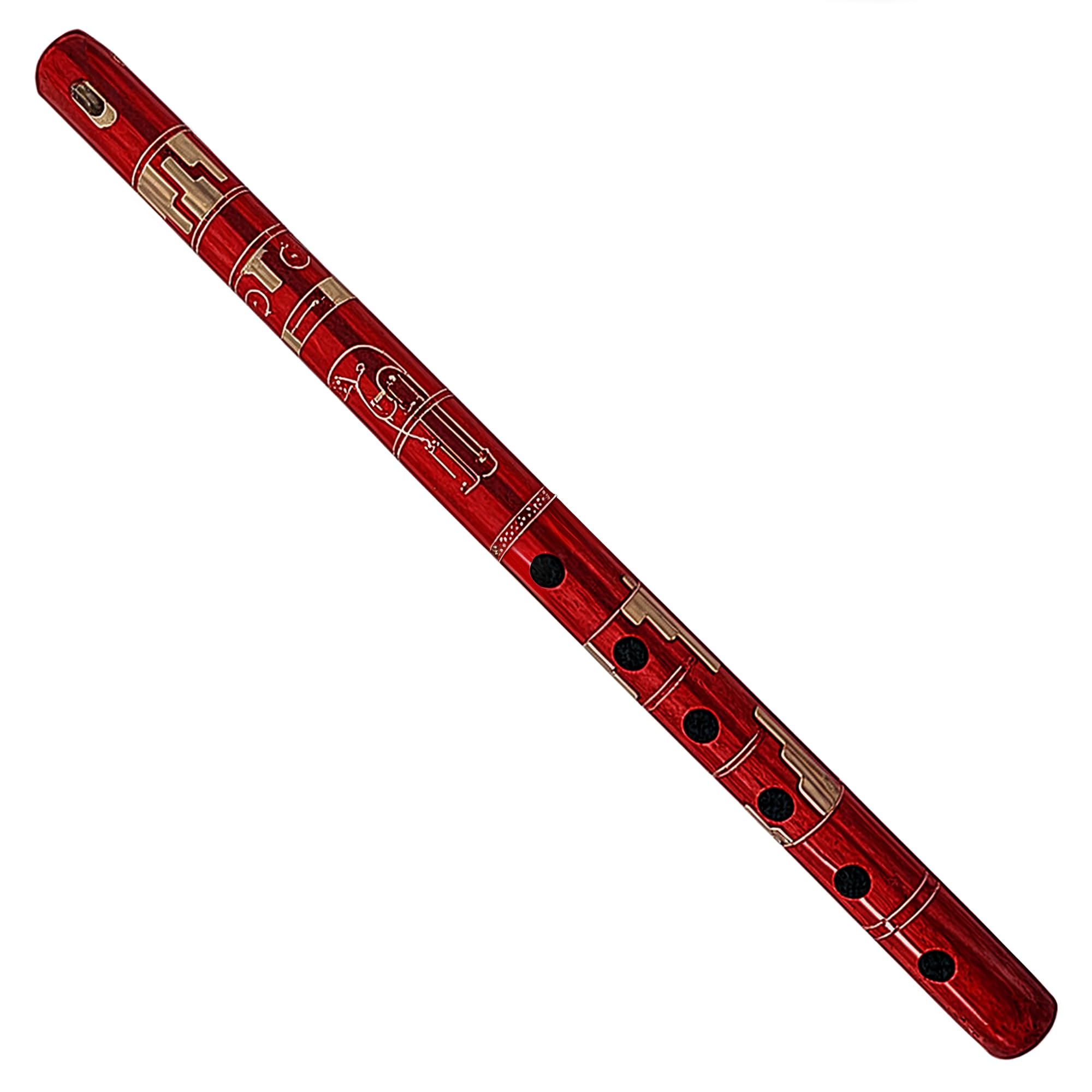 Mia Jewel Shop - Handmade Colored Bamboo Wooden Flute | Tribal Nature Pattern | Native Recorder for Beginners, Meditation & Music Lovers (Red)