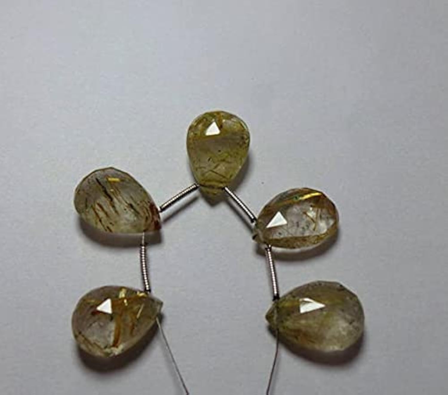 Quartz rutile doré naturel perle poire facettée 14x10-22x12mm pour bijoux artisanaux