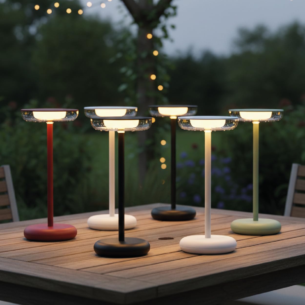 Luxus Kabellose Tischlampe Mykonos - 2er-Set - Bordeauxrot - Greece Nights - Tischlampe für den Außenbereich - Campinglampe - Wasserdicht - Wiederaufladbar - Akku - Dimmbar