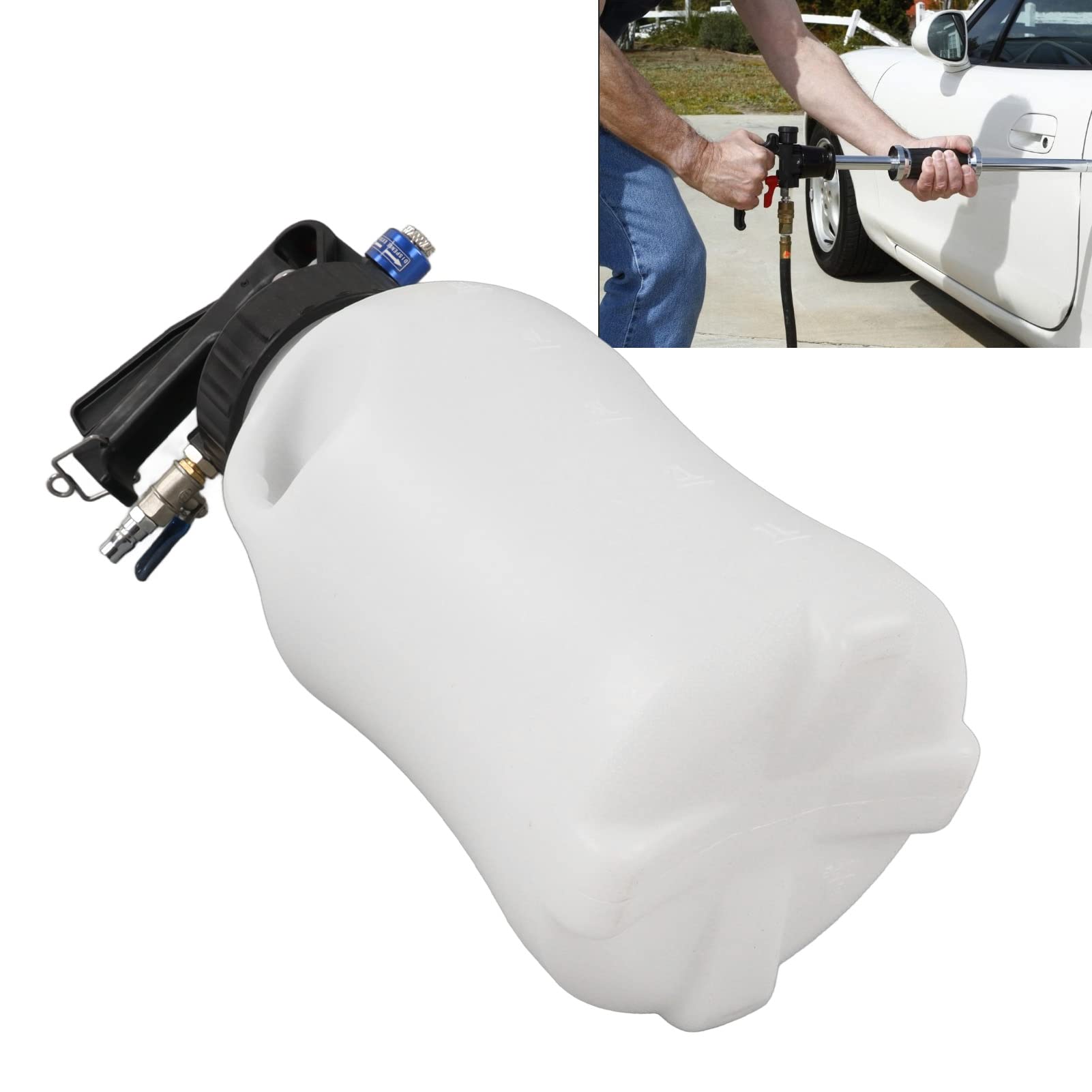 Ejoyous Herramienta Neumática de Recarga ATF de 6L, Extractor y Dispensador de Aceite Metálico con 13 Adaptadores para un Eficiente del Líquido de Transmisión