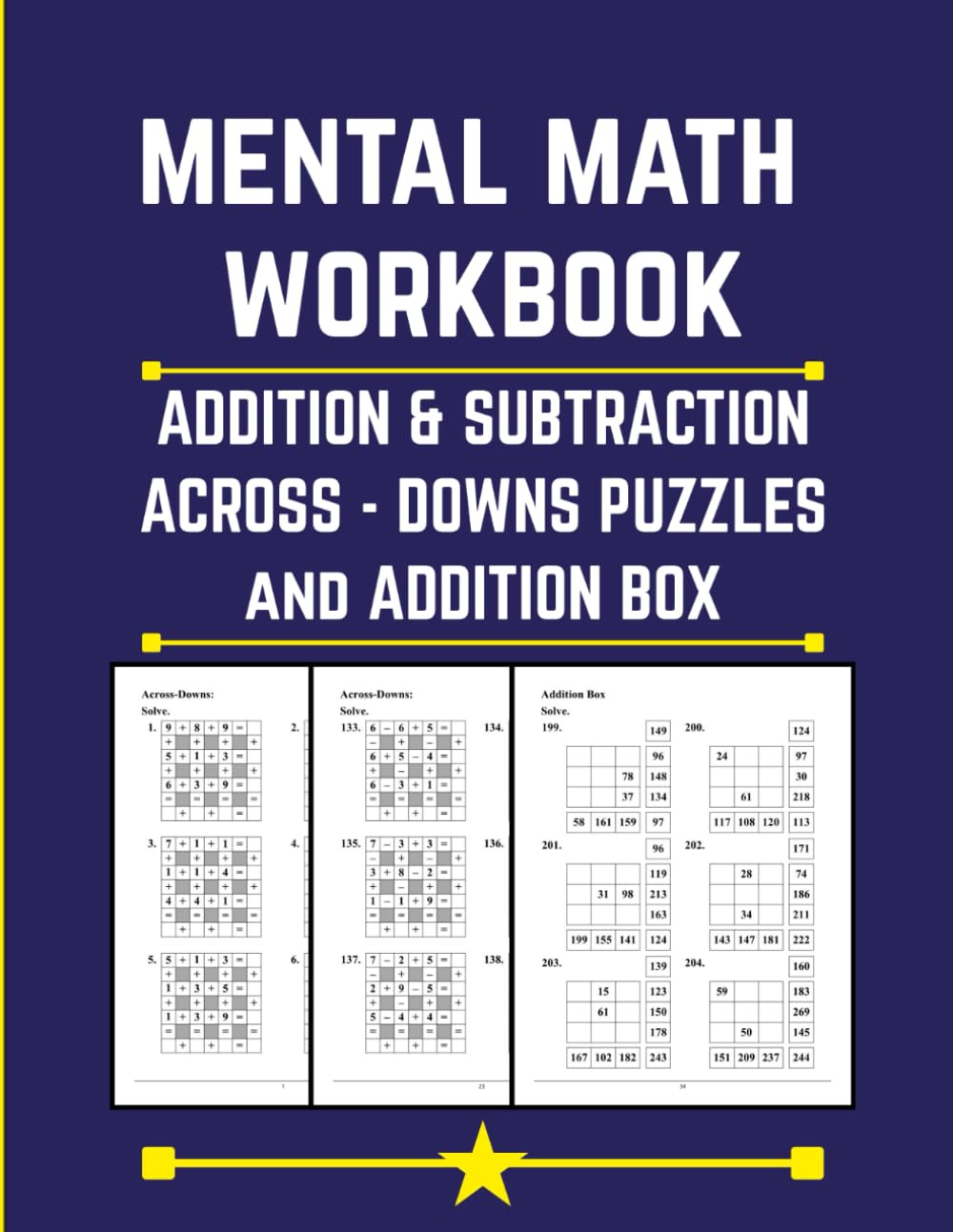 Mental Math Workbook: Addition & Subtraction Across-Downs Puzzles + Box Addition Challenges