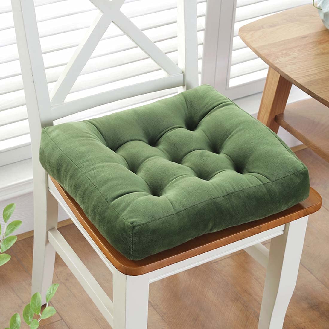 KKXXYQFC Spessore Cuscino per Sedia da Giardino - Grande Cuscino Caldo per Esterni Interni Ufficio Casa - Verde - 40 x 40 cm