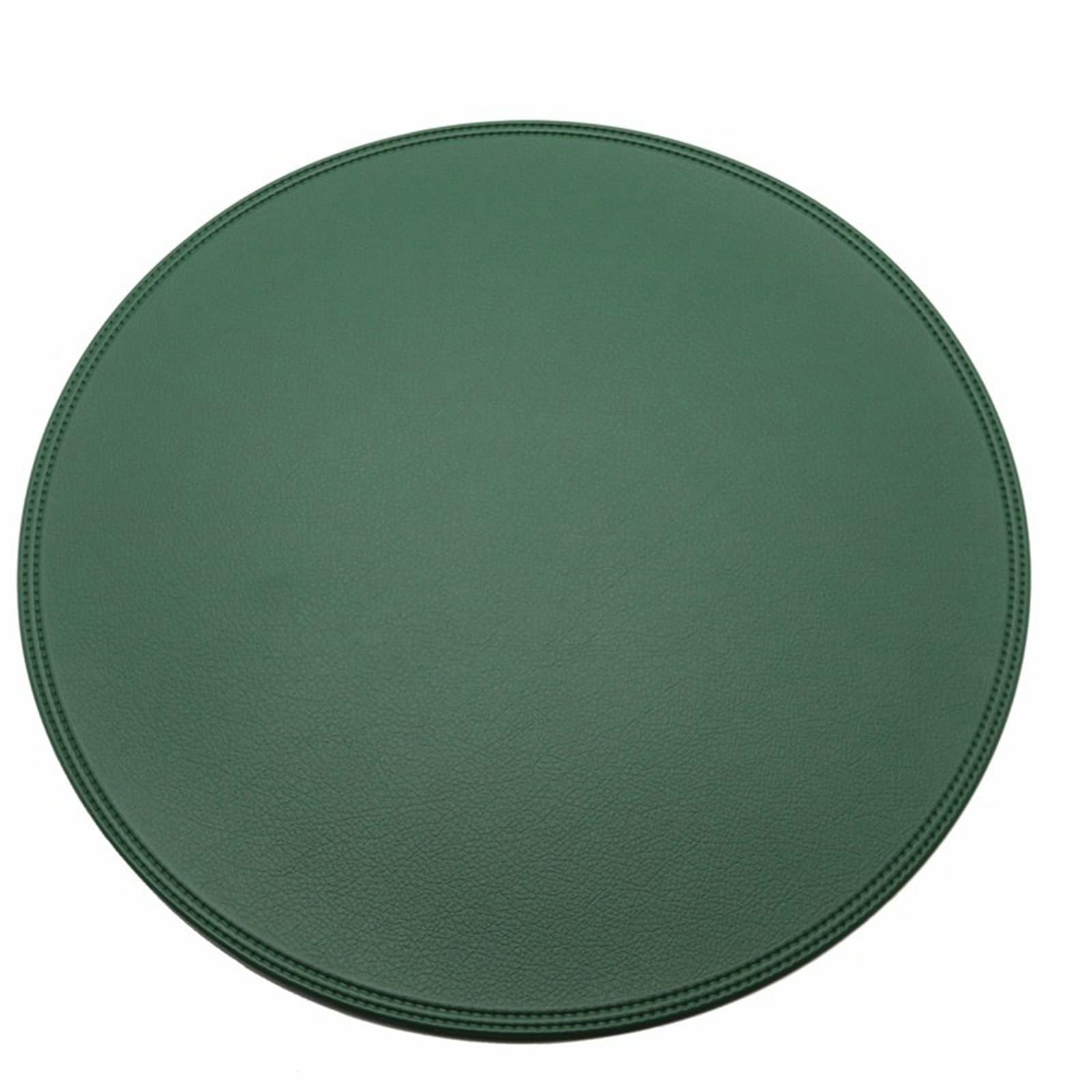 AMDXD 4Pcs Set Tischset Abwaschbar Junge Rund, PVC Platzset rutschfest Rund Einfarbig Hitzebeständige, Tischuntersetzer Waschbar Grün für küche Speisetisch Hotel, 38CM