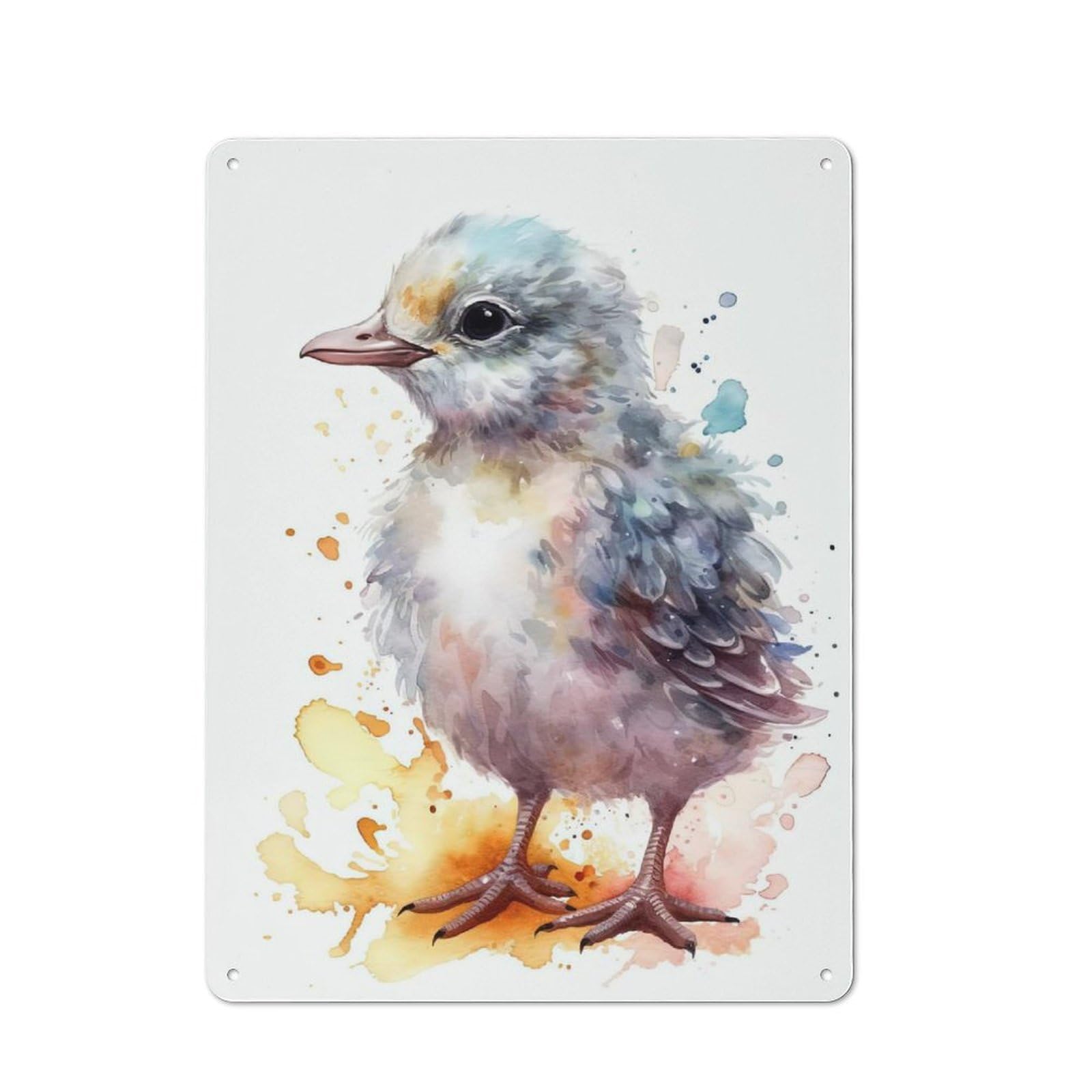 Farmhouse Metal Sign with Baby Seagull Watercolor Design 40x30cm, Rustic Rustic Kitchen Decor for Dining Room, Cafe, Entryway Or Family Room