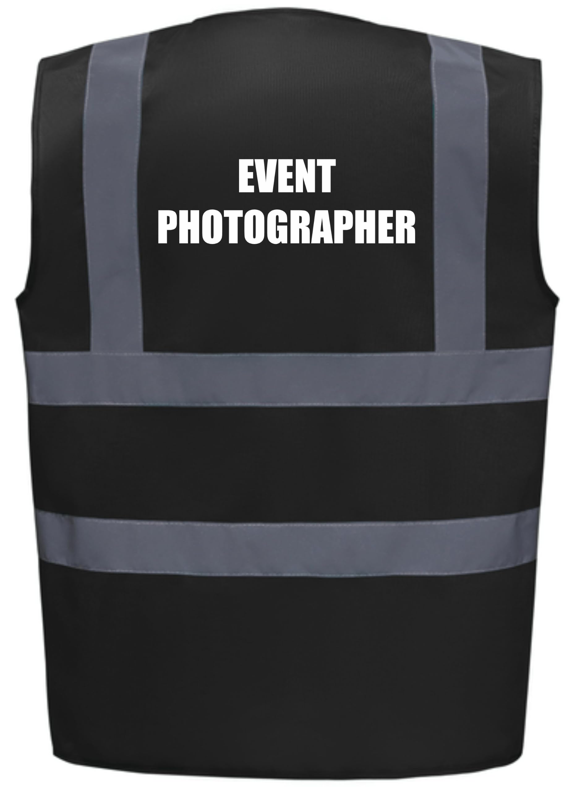 BLACK Hi Vis vest EVENT PHOTOGRAPHER Vest Waistcoat Safety Vest X-Large