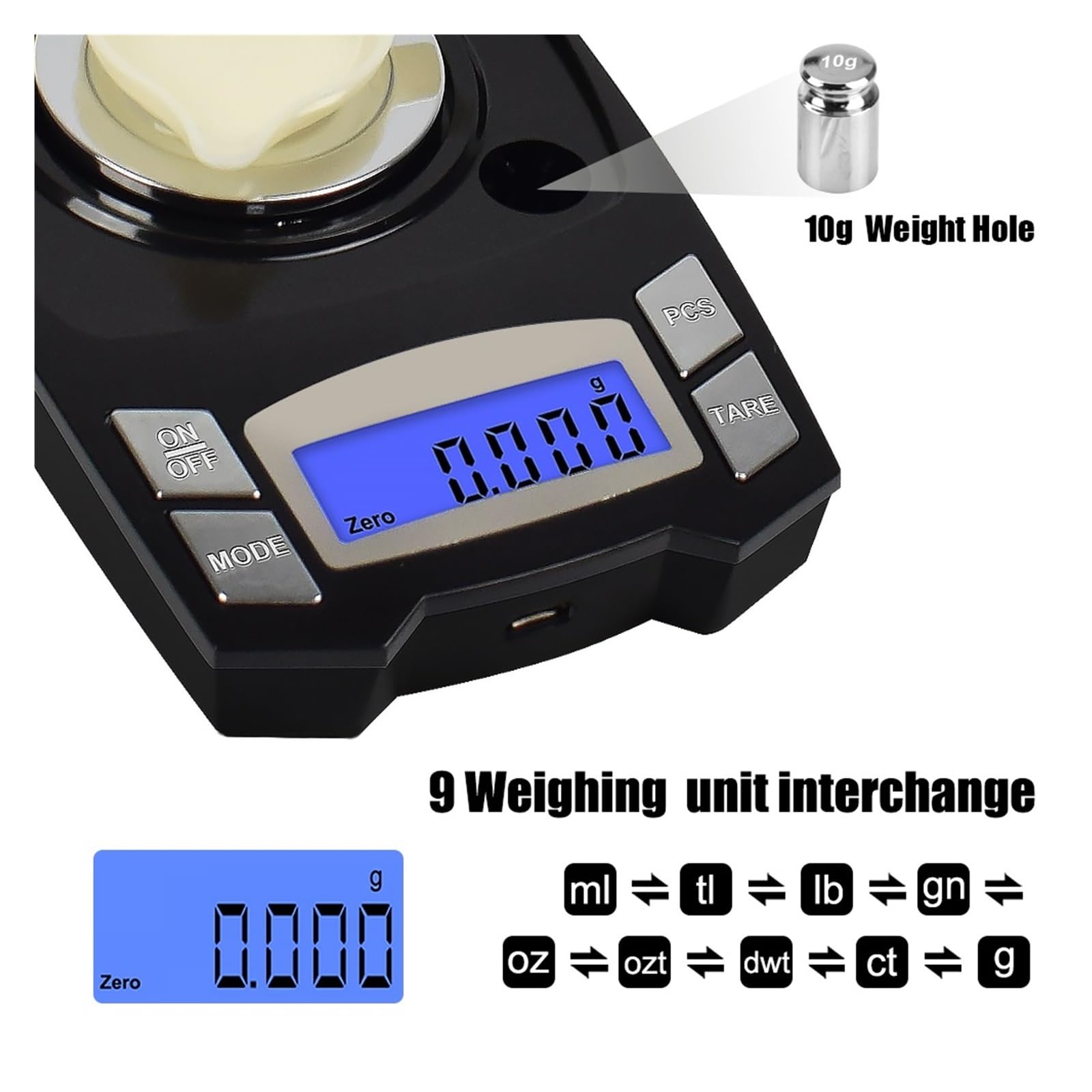 Mini Báscula Digital De Bolsillo, Báscula De Miligramos De Carga, Báscula De Precisión For Joyería, Medicina Y Laboratorio. Pesaje De PrecisióN(50g*0.001g)