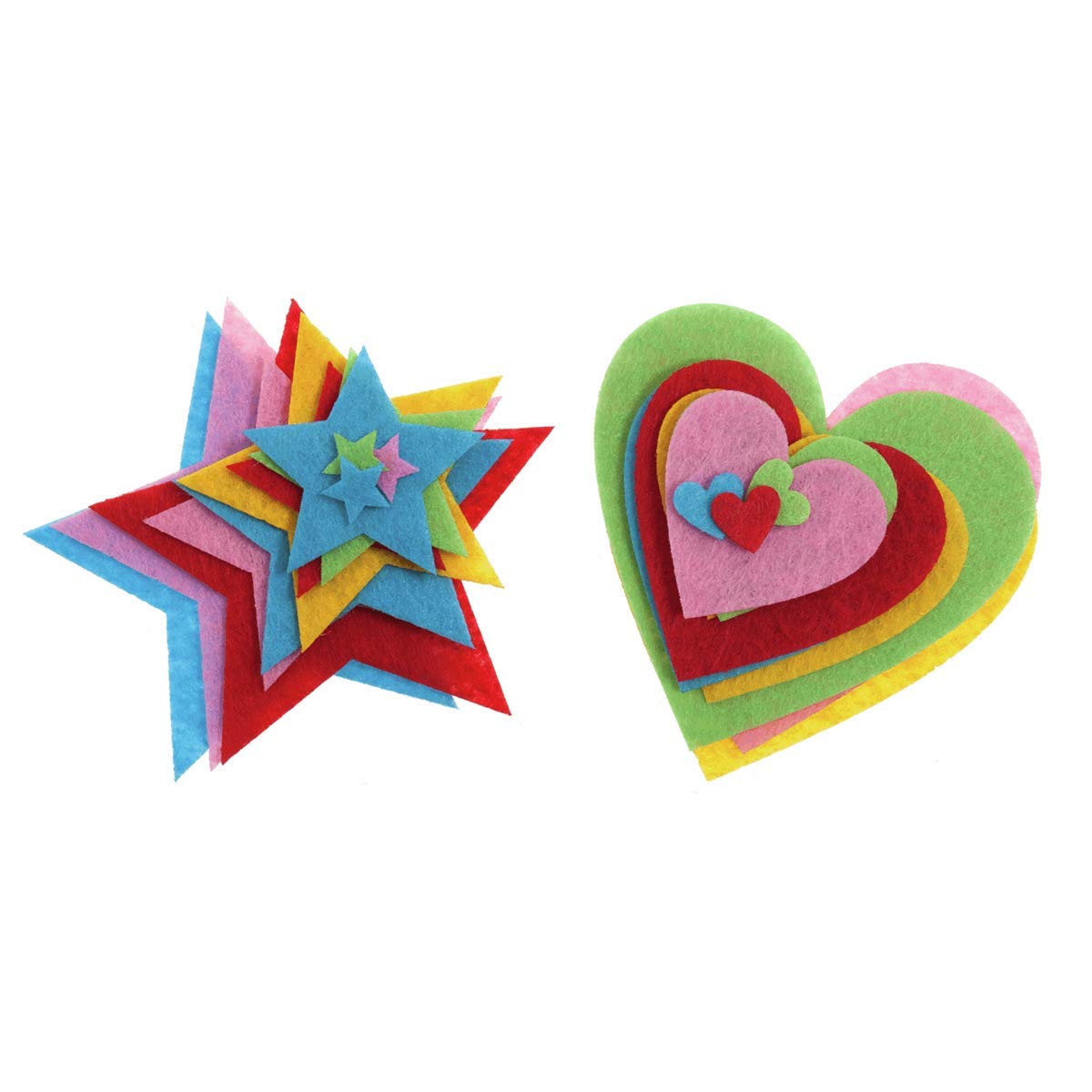 Groves Motif Strip Bright Hearts & Stars Sew Or Stick On 100% Acrylic Felt |Flt013