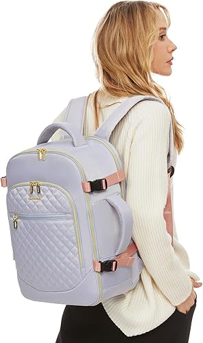 Miniatura 2 de LOVEVOOK Mochila de mano aprobada por vuelo, mochila de viaje para laptop de 35 litros para mujer, mochila grande con 3 cubos de embalaje.., Plata