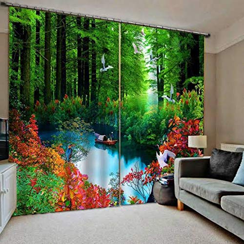 BSJ 3D Scenery Forest Digital Printed Polyester Fabric Curtains for Bed Room Kids Room Living Room Color Green Window/Door/Long Door (D.N.465) (4 x 5 Feet (Size ; 48 x 60 Inch) Window, 1)-image-49