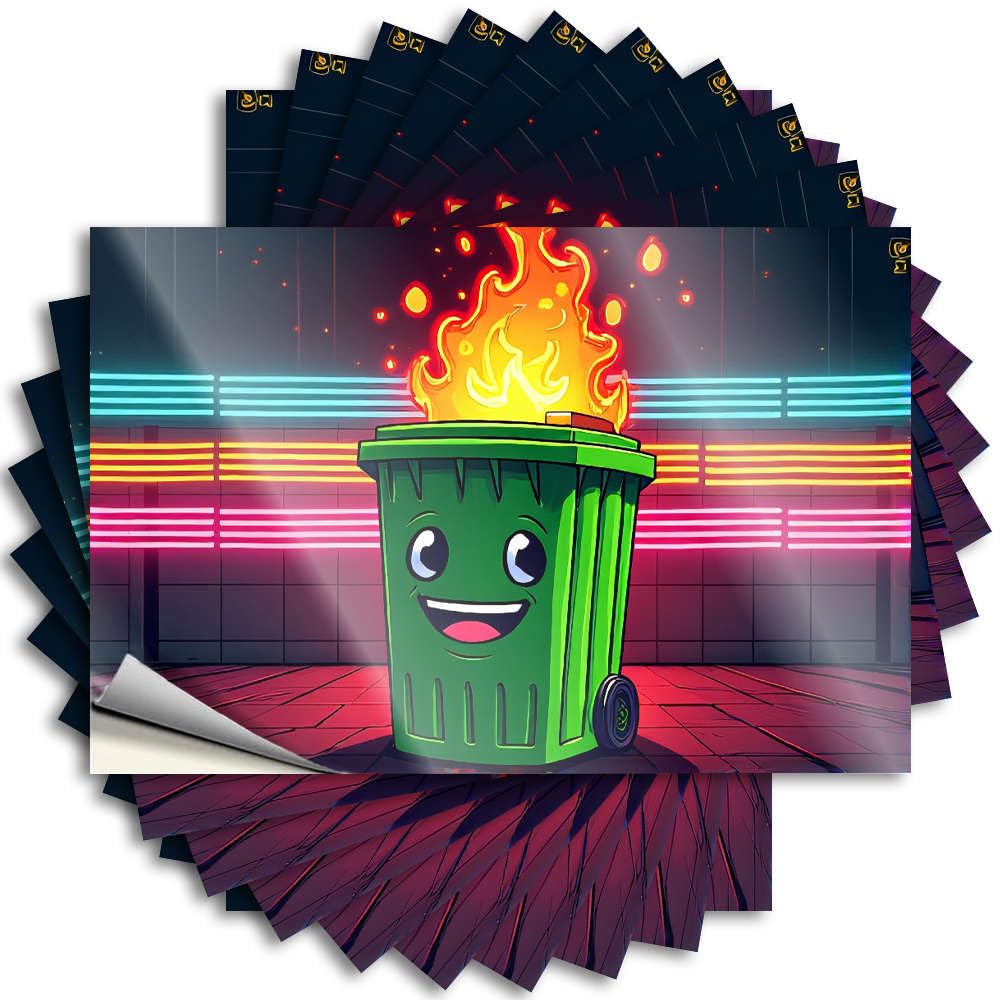 Stickers Firefighter Helmet Cup for Tumbler Waterproof Coating: A Smiling Green Trash Can with Flames On Top. Funny Sarcastic & Student Driver Sticker Car(12X18CM-6Pcs)
