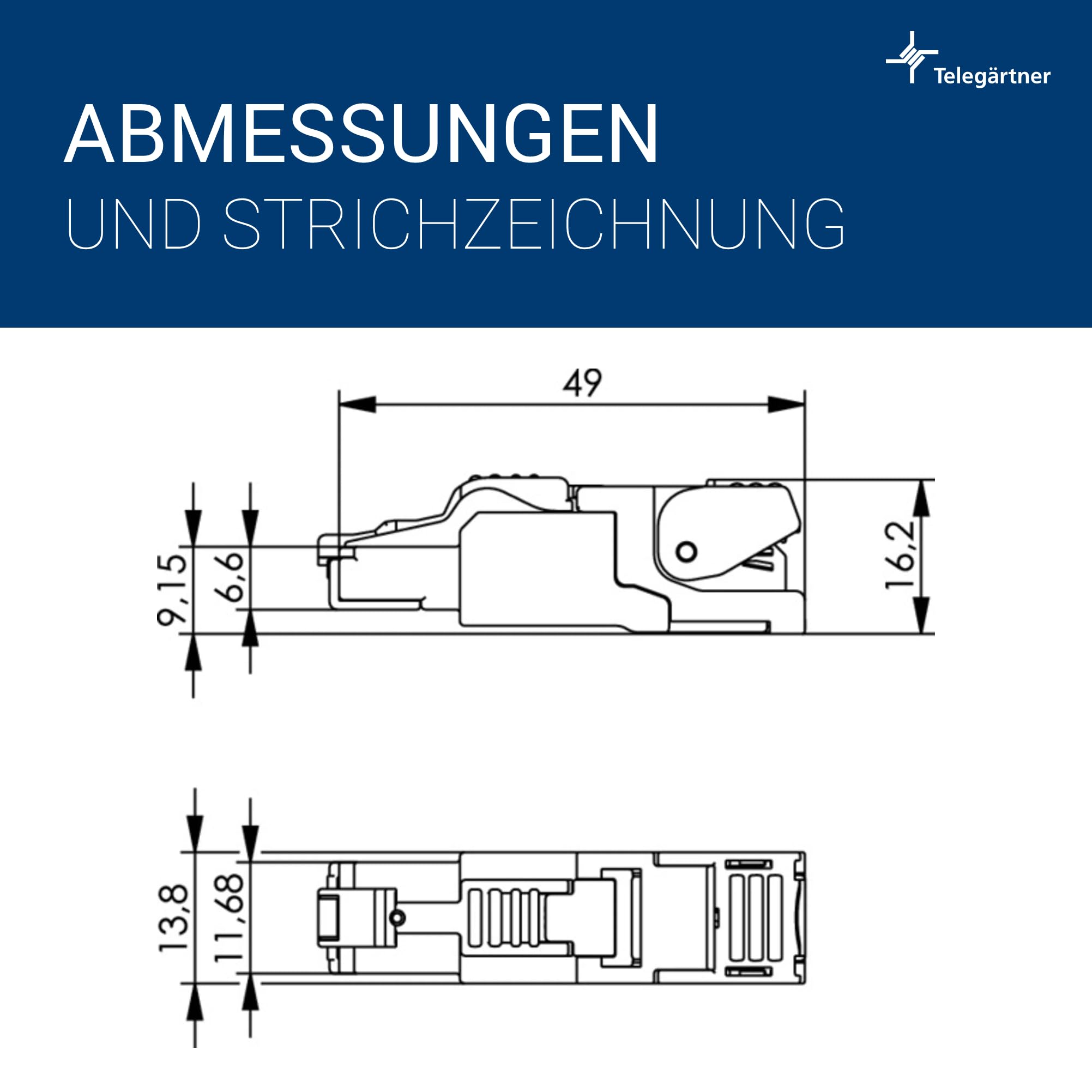TELEGARTNER 12 Stück Feldkonfektionierbarer RJ45-Steckverbinder MFP8 Cat.6A, geschirmt, Vierkammer-Adermanager, Farbcodierung T568B, konfektionierbar vor Ort, IP20