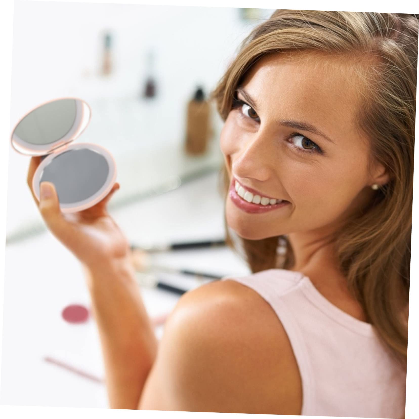 FRCOLOR 3 Set Di Specchi Compatti Per Il Viso Elettrici Da Viaggio Per Donne Piccoli Specchi Da Viaggio Con Luce Per Il Trucco