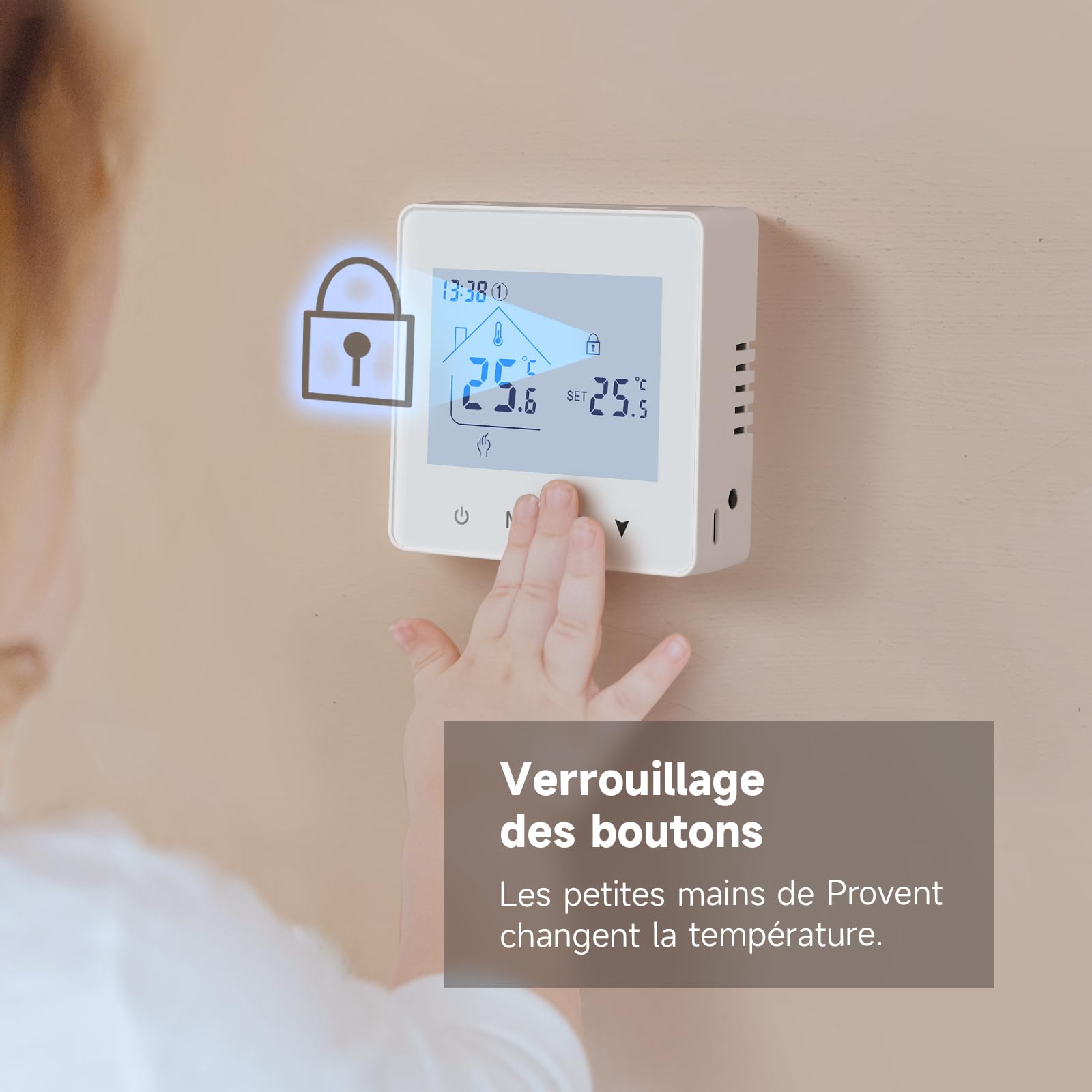 Beok Thermostat Chaudiere Gaz Thermostat Chauffage Numérique,Programmable et Contrôle de Chaudière à Eau, Fonctionnement sur Piles 3 AA, BOT - R6W Blanc