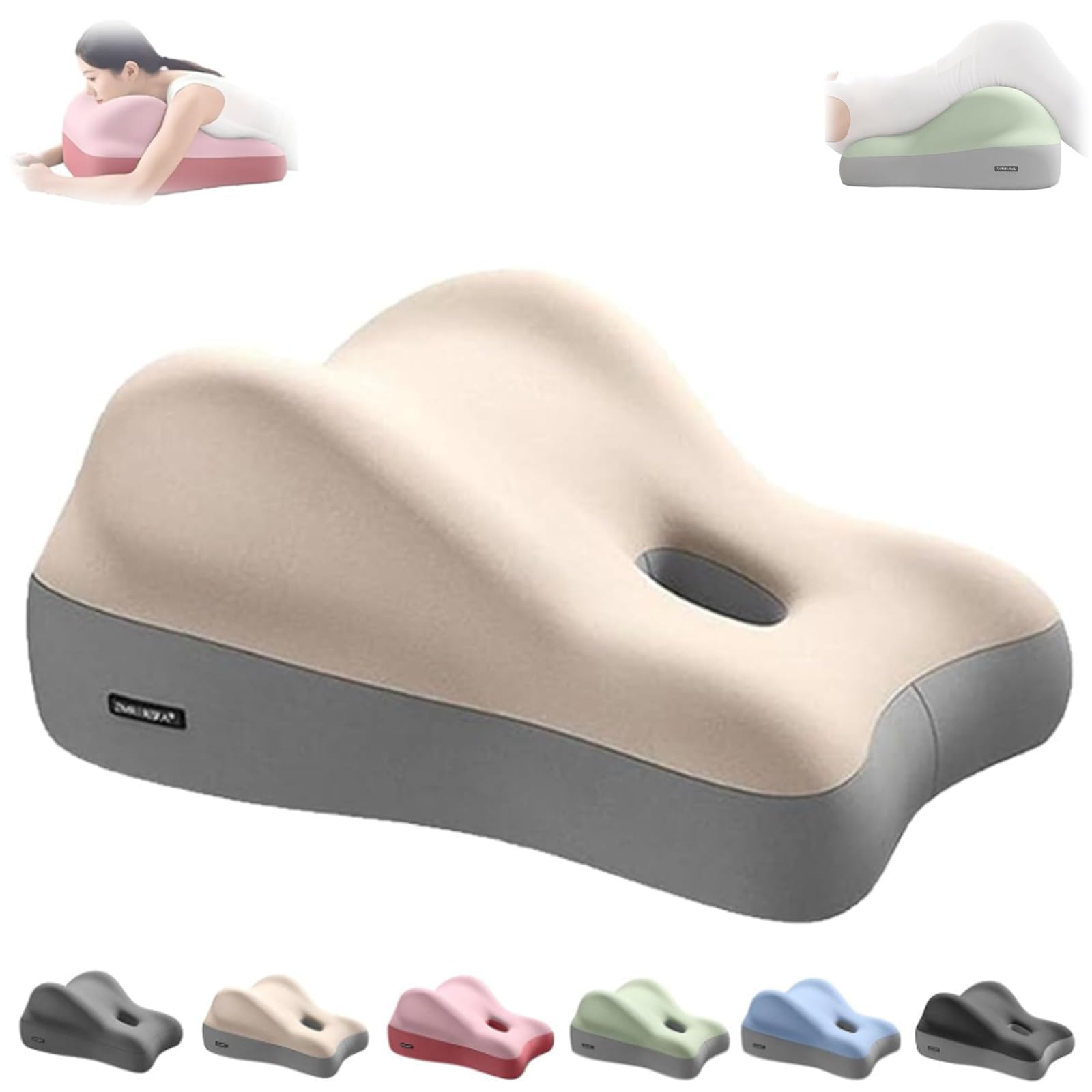 RAOLDWAK Multifunctional Wedge-Shaped Couple Pillow, Portable, Memory Foam, Washable Pillowcase (Beige)