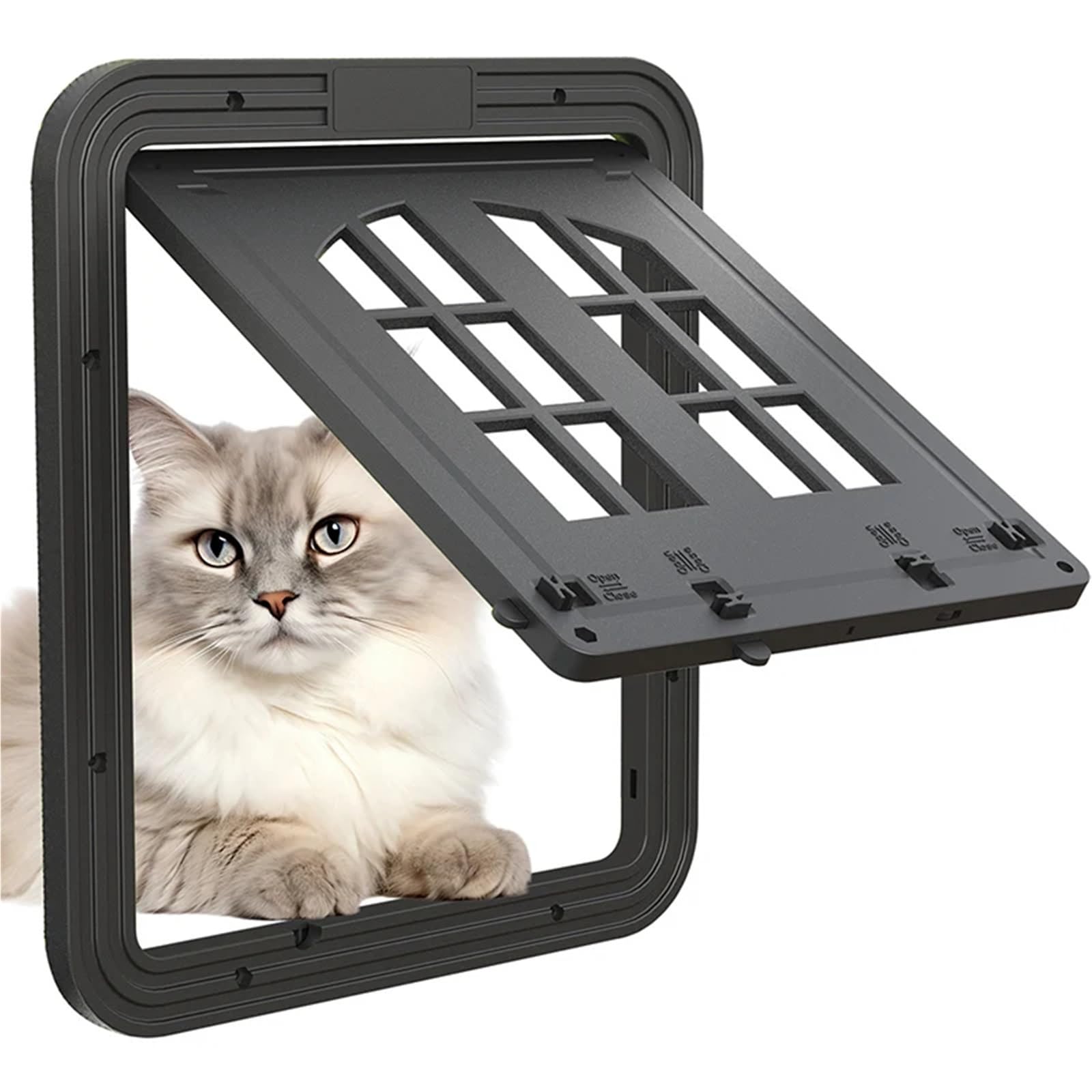 Puerta mosquitera Grande for Perros con Solapa de Apertura for Perros con 4 entradas y Cierre automático for Perros y Gatos. Puerta Mascotas con Cerradura(White,L)