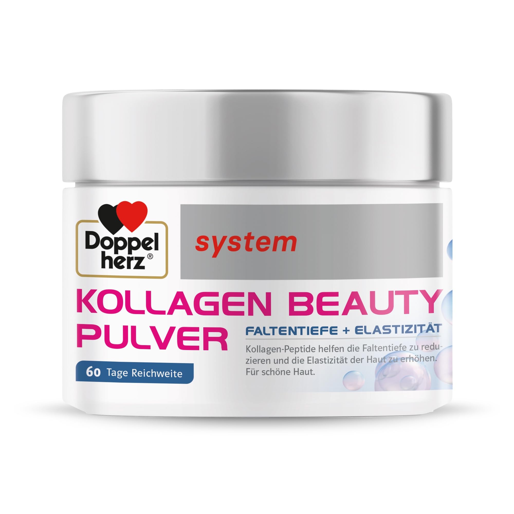 Doppelherz system KOLLAGEN BEAUTY PULVER - 60 Tage Reichweite | Kollagen-Peptide in reiner Pulverform - frei von Konservierungsstoffen und Aromen - 150 g