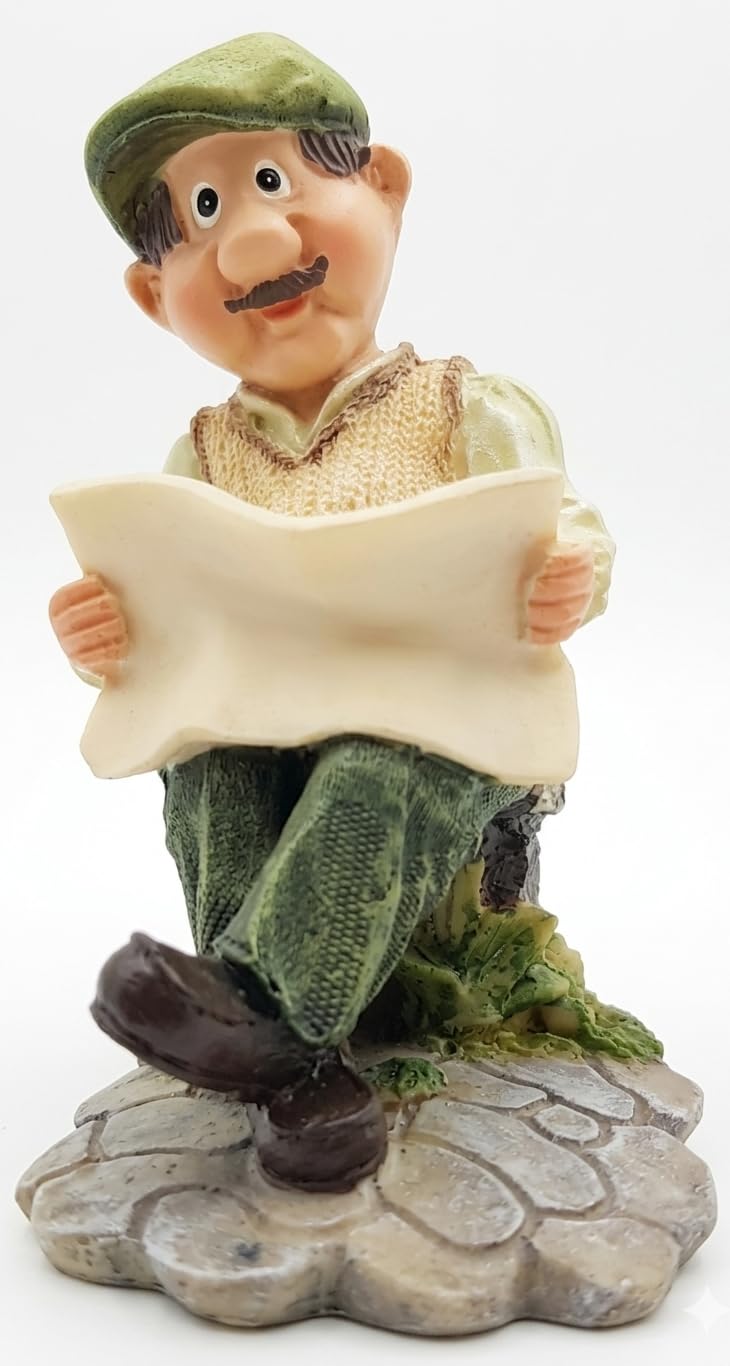 Figurine grand-père lisant son journal pour égayer votre terrasse