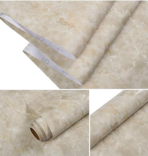 Miniatura 2 de PoetryHome Papel de contacto de vinilo extraíble de mármol blanco cremoso grantie para encimera, mesa, protector contra salpicaduras, autoadhesivo,