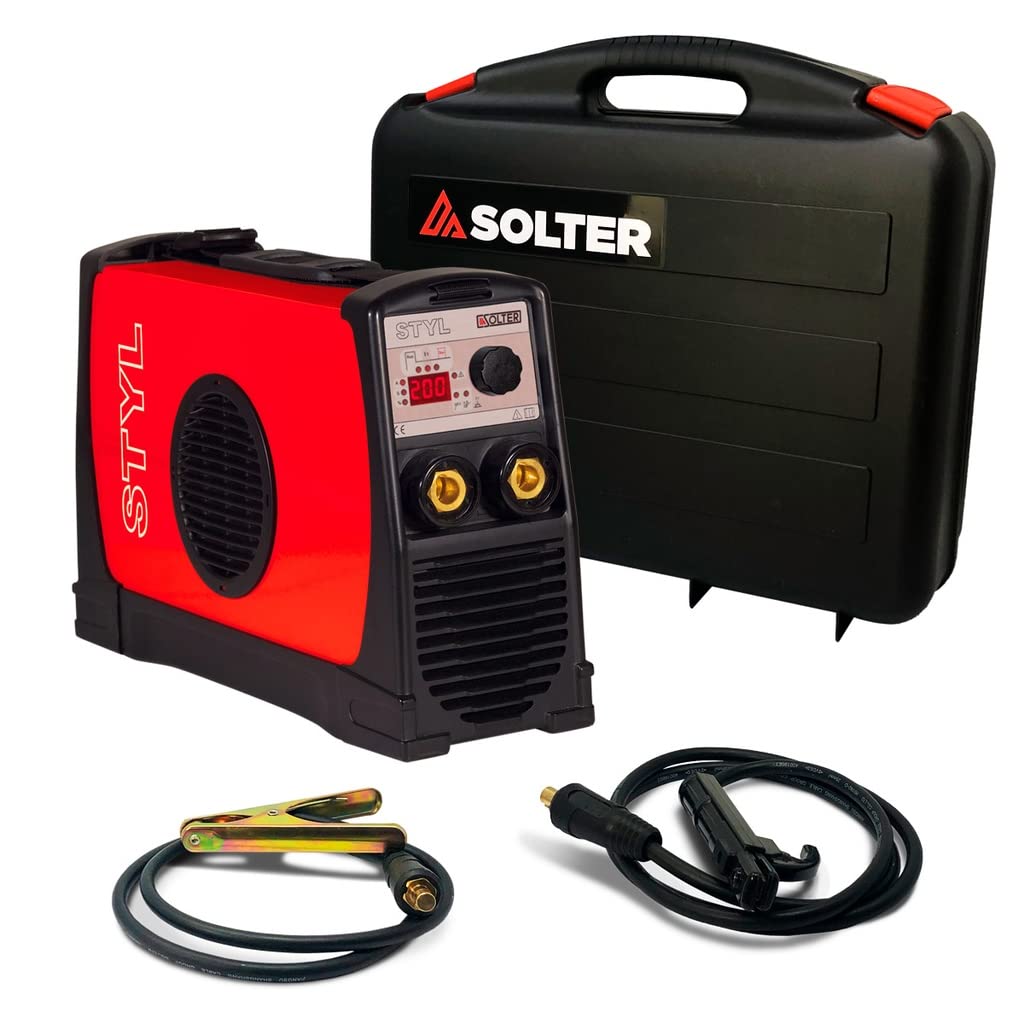 Solter - Soldador Inverter STYL 205 PRO, 200A MMA/TIG Lift-Arc, Portátil, Maletín Incluido, Funciones Anti-Stick y Hot-Start