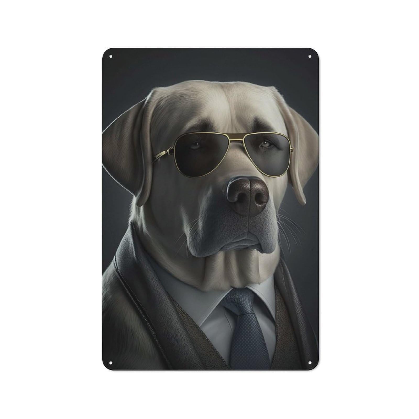 Junmoney Style-2 Shop Front Style Labrador Mafia Boss Decorative Metal Plaque 30X20cm, Shop Wall Decor For Cafe, Bistro, Bakery Or Restaurant