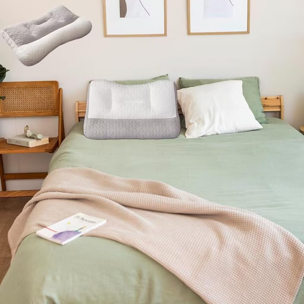Cuscino ortopedico for dormire profondamente, cuscino ergonomico for apnea notturna, cuscino antirussamento, for chi dorme di lato, schiena e pancia, for chi dorme di lato, schiena e pancia.(Gray)