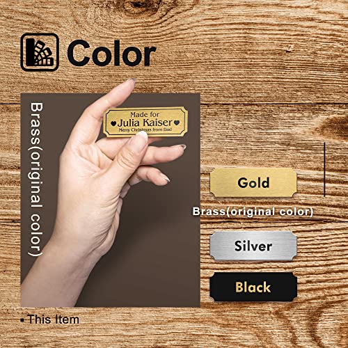 Image of Personalized Name Plates, Solid Brass Engraved Plaque, Trophy Plates Engraved, Custom Name Plate with Adhesive Backing or Screws, 3 inch W x 1 inch H