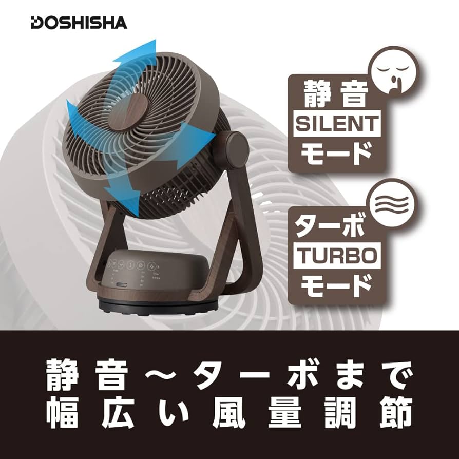 DOSHISHA DCサーキュレーター（上下左右自動首ふり）ダークウッド Amazon | ドウシシャ サーキュレーター DC 木目調 19㎝ 首振り