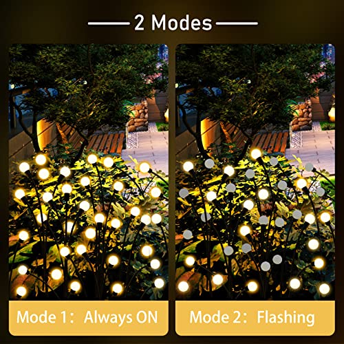 Shukan 2 Pack 10Led Solar Firefly Lights, Upgraded Solar Garden Lights Outdoor Ip65 Waterproof, Swaying When Wind Blows, Solar Starburst Swaying Lights For Yard Patio Pathway Decoration (Warm White) #TOP3