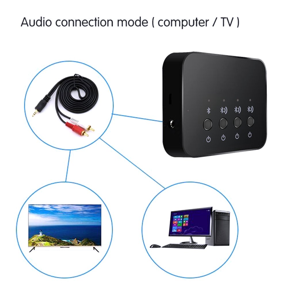 Tonysa Adaptador de Audio Bluetooth 4.0 Estéreo Adaptador de Audio Compartir Musica Sin Hilos en el de Sonido de Streaming con TV, Laptop