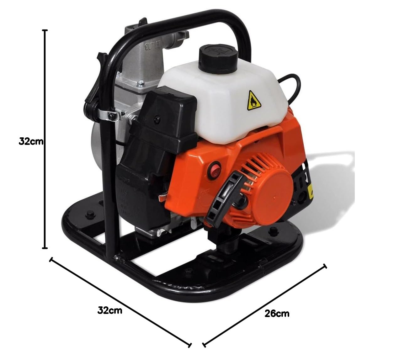 vidaXL Motobomba de Agua Gasolina 2 Tiempos 0.95L Herramienta Bomba Eléctrica
