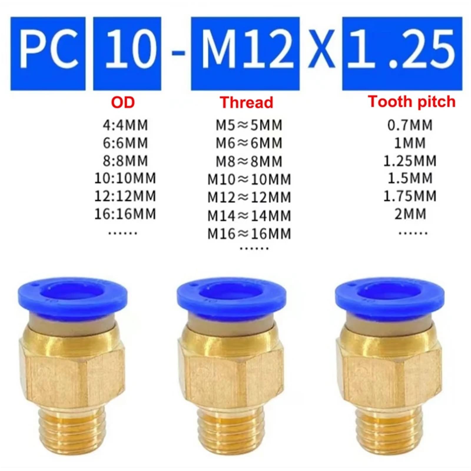 10/50 Stück PC pneumatische Armaturen Schnellluftverbinder M5 M6 M8 M10 M12 M14 M16 M20 metrisches Außengewinde Luftrohr zum Eindrücken (PC4-M6 x 1,50 Stück)