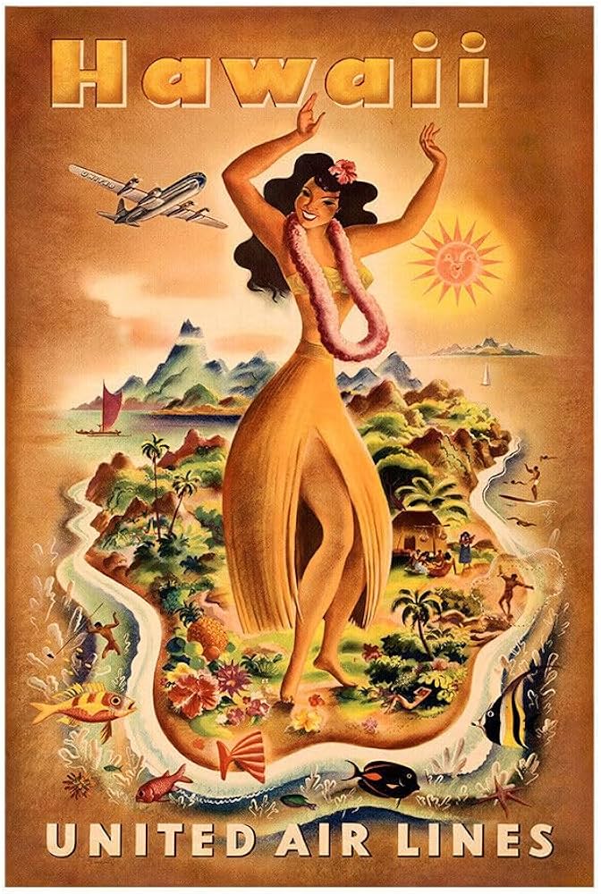 Amazon.com: United Airlines - Hawaii - 1950s - Vintage Travel