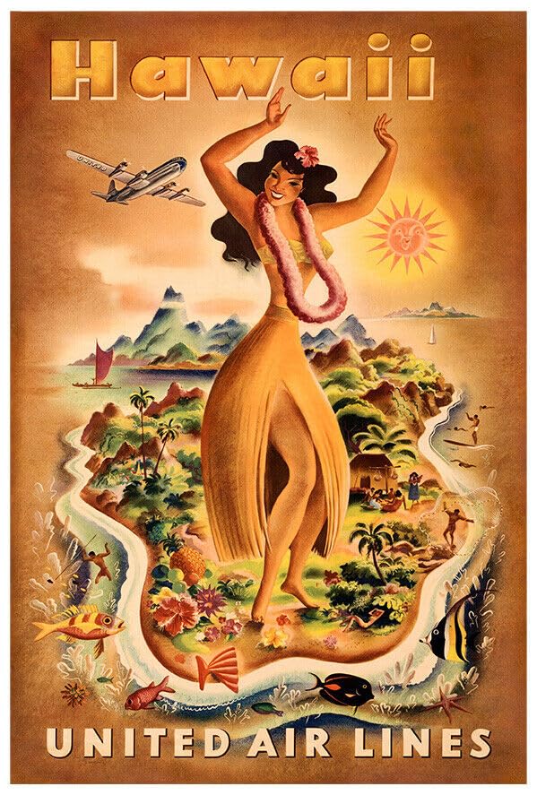 Amazon.com: United Airlines - Hawaii - 1950s - Vintage Travel