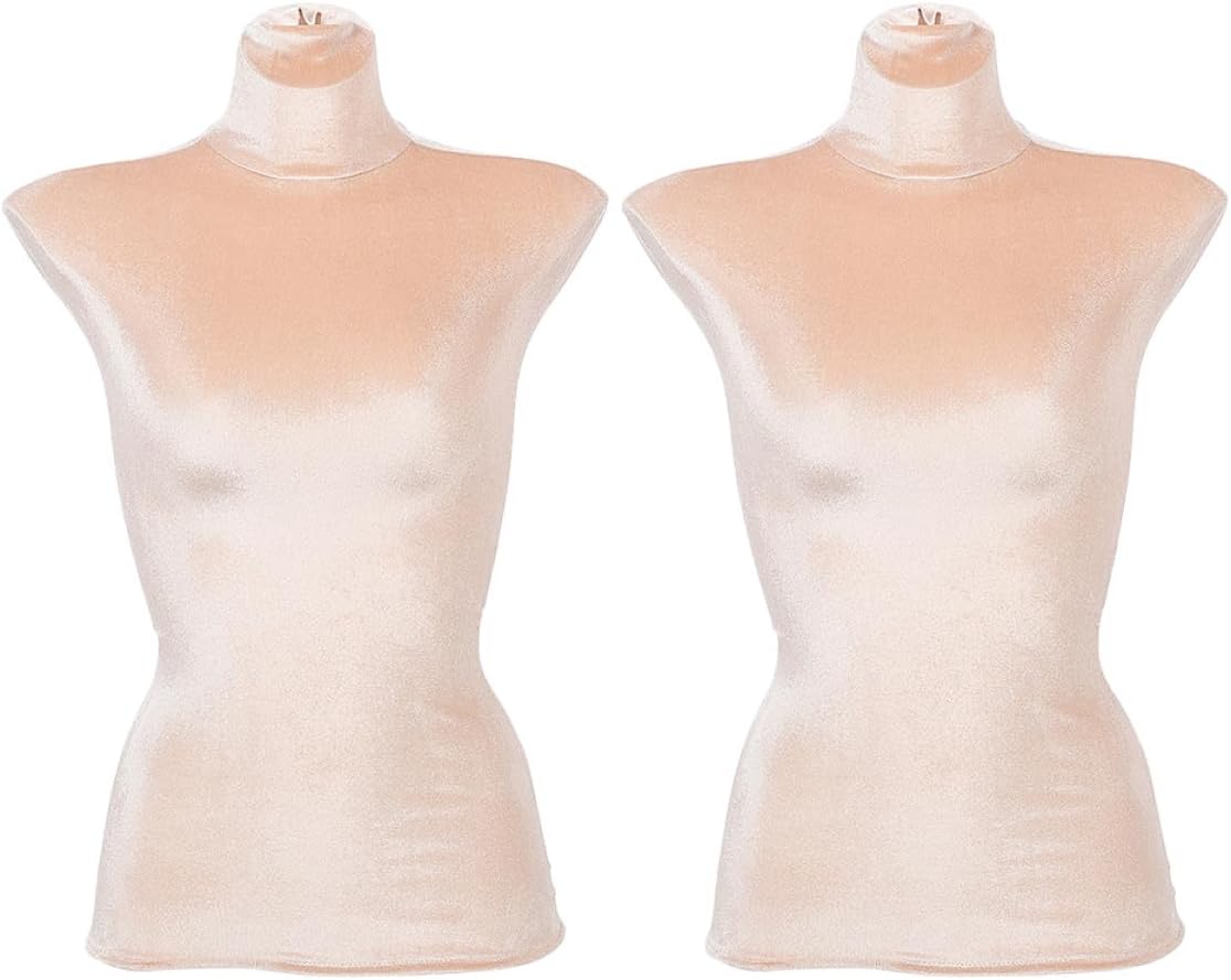 Luxshiny 2pcs Velvet Upper Body Mannequin Fabric Covers Skin Color Stretchy Model Clothing Display Covers for Retail Store Dress Form Form Fitting Female Mannequin