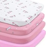 Feuilles de literie 4 Pack, Feuilles de lit pour enfant de 52'' x 28'' pour lit pour bébé standard & Matelas pour tout-petit, Microfibre douce et respirante, Feuille de bébé neutre, Dinosaures grises & Océan