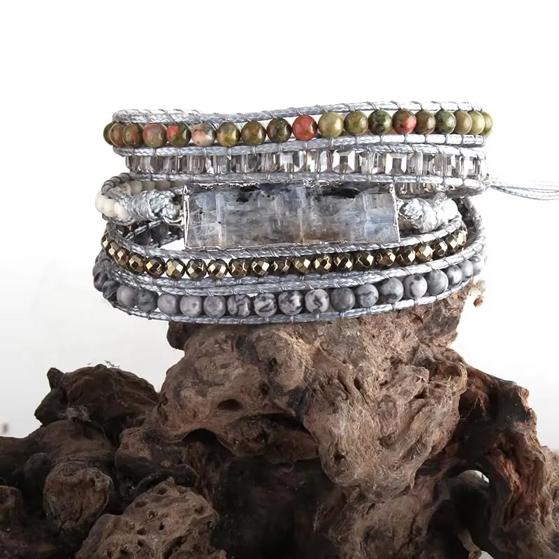 Image of Boho Stone Wrap Bracelet for Women,Turquoise Beaded Bracelet Jewelry Gift