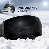 Vista 6 de Odoland Magnetic Interchangeable Ski Goggles with 2 Lens, Large Spherical Frameless Snow Snowboard Goggles for Men Women Negro Vlt 8.8%