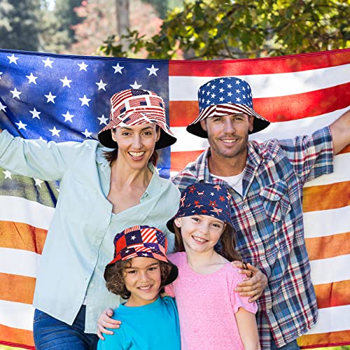 Image of Zhanmai 4 Pcs 4th of July USA Bucket Hat American Flag Patriotic Hats for Women Men 2026 Soccer Tournament Party Hat