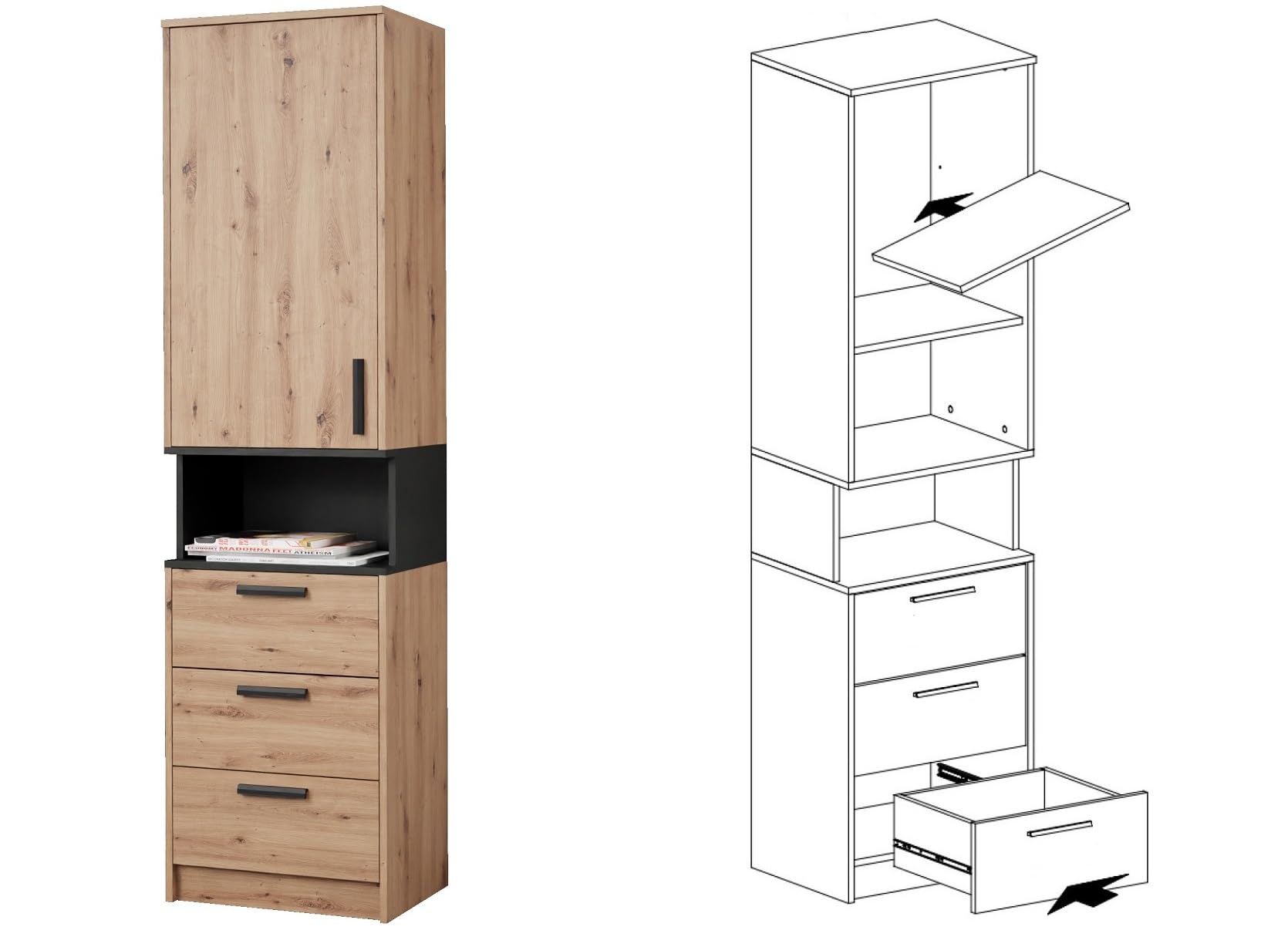 Grant Möbelset Set 17A Eckschrank Regal Schlafzimmer